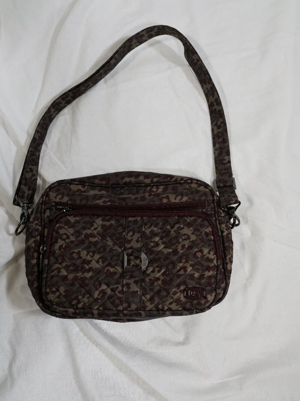 Lug Brown Leopard Print Quilted Crossbody Shoulder Adjustable Strap Bag